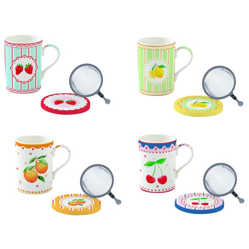 Infuser set 350 ml in color box - 4 dec.ass. FRUIT MANIA