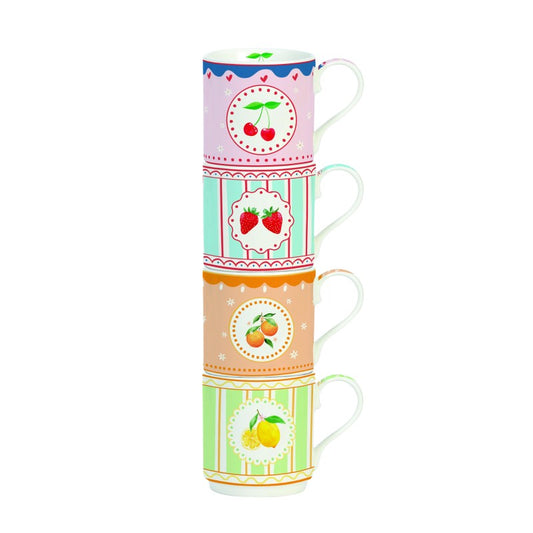 Set 4 tazze impilabili 275 ml in porc.in color box FRUIT MANIA