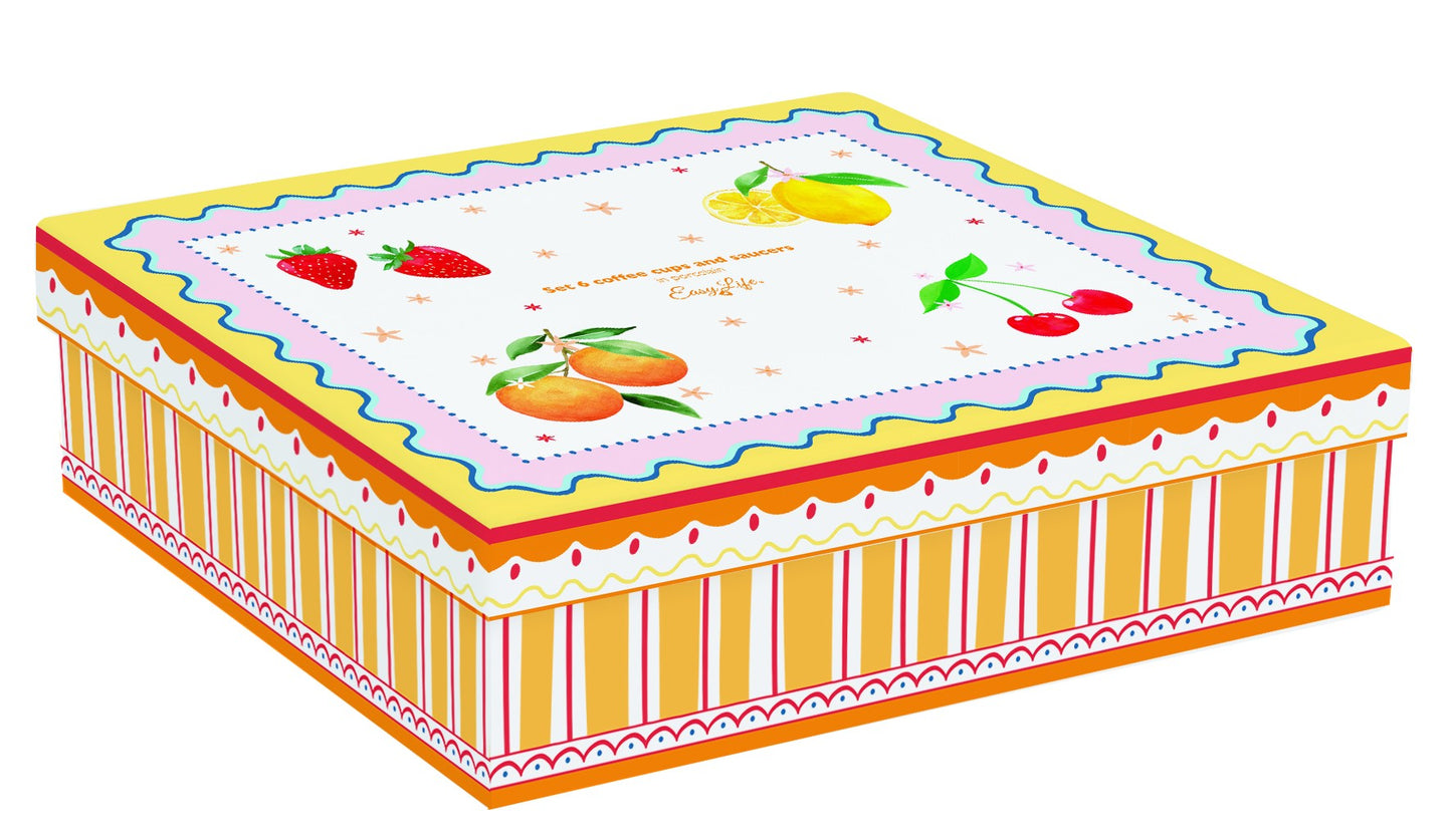 Set 6 tazzine espr.100 ml c/piattini in gift box FRUIT MANIA