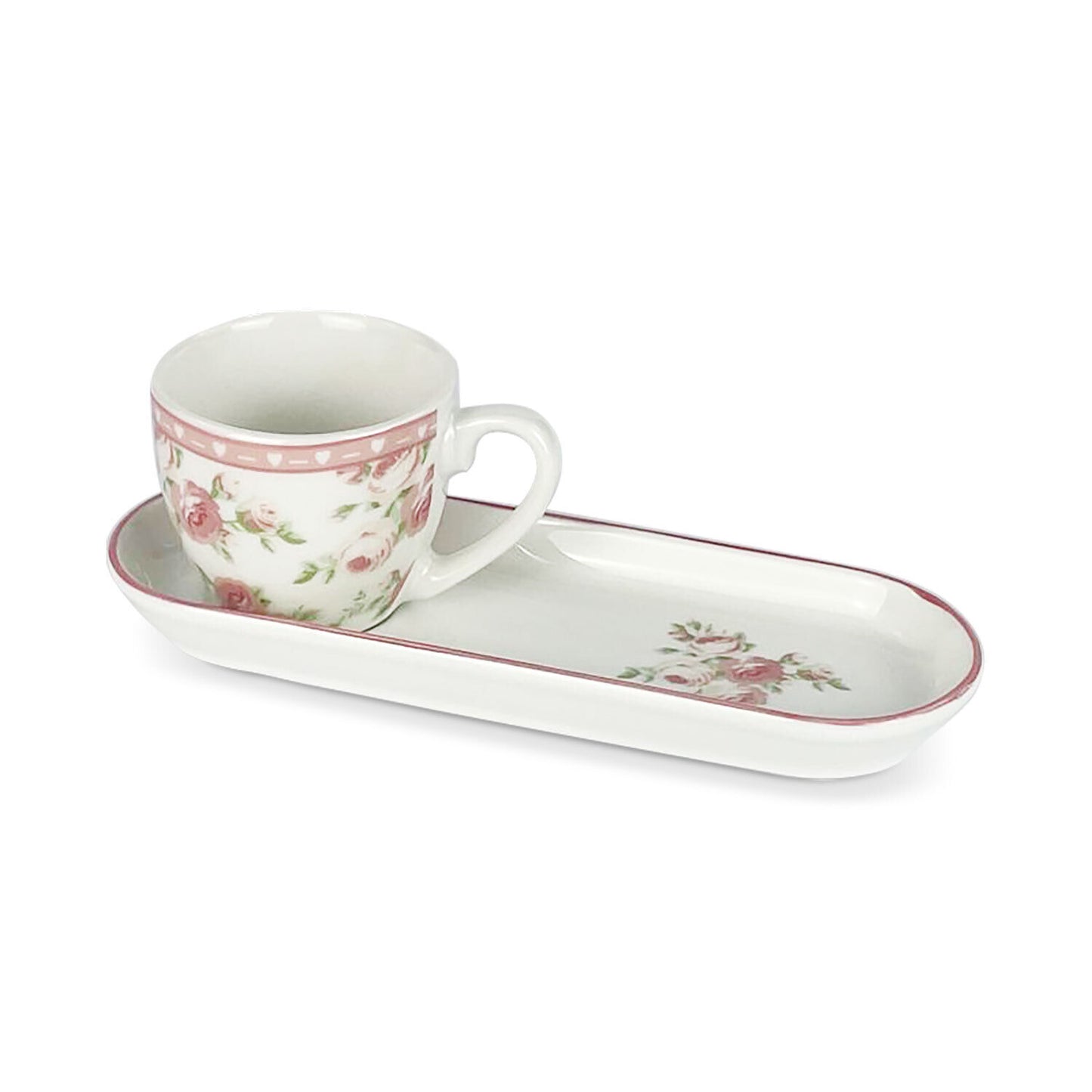 Tazzina in porcellana con vassoio Shabby chic Annette 80ml