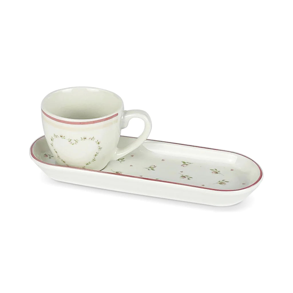 Tazzina in porcellana con vassoio Shabby chic Annette 80ml